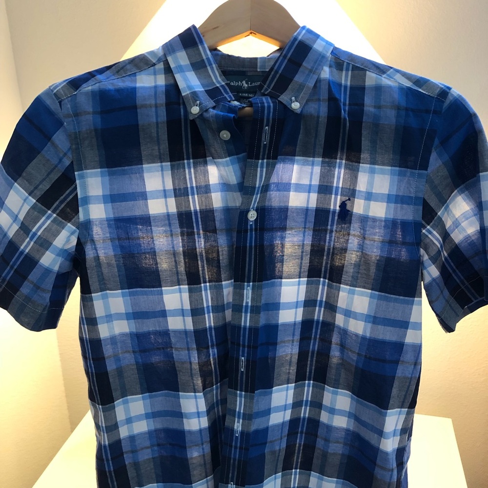 Boy - Polo blue plated button-down shirt